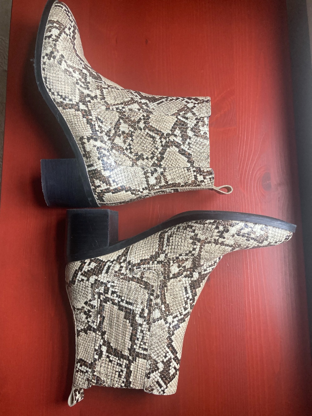 Nordstrom Nohazina-Lea Snakeskin Embossed Leather Block Heel Pull On Boots 9.5